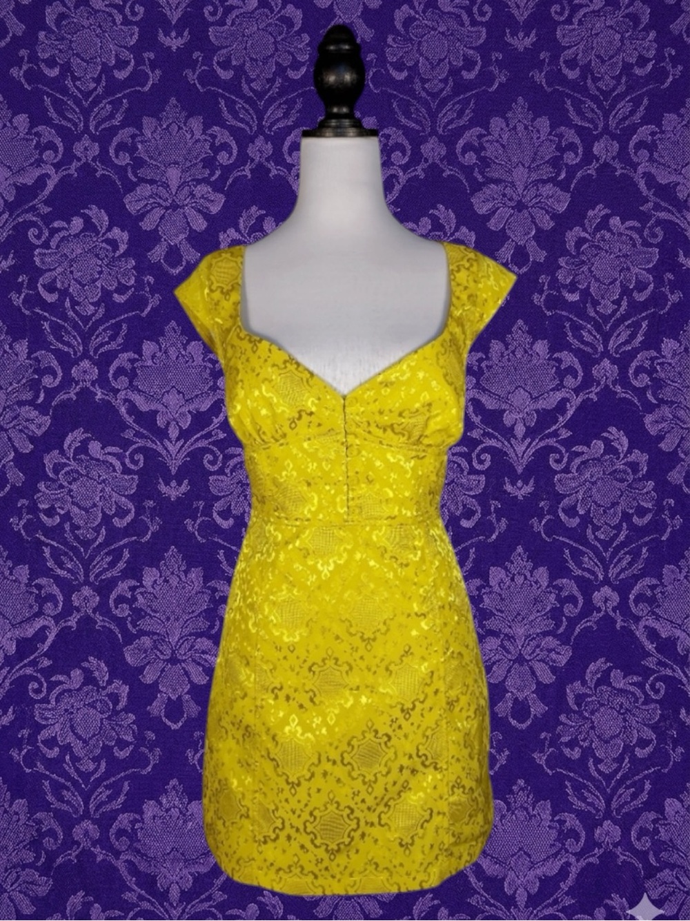 Urban Outfitters Retro Mod Glam Coquette Fairycore Maximalist Jacquard Dress L
